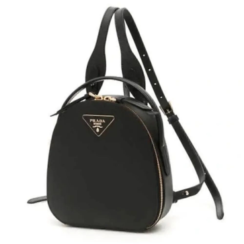 Authentic Prada Black Saffiano Lux Mini Odette Backpack